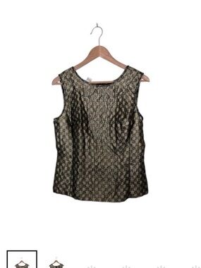 Studio M Metallic Brocade Sleeveless Top in Gold and Black size M